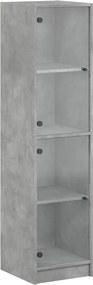 vidaXL Dulap cu uși din sticlă, gri beton, 35x37x142 cm