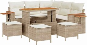 vidaXL Set de canapele pentru grădină 10 pcs Bej și crem poliratan