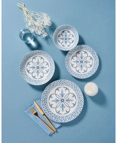 Set veselă 24 piese, porțelan, albastru