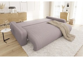 Canapea roz-deschis extensibilă, cu spațiu de depozitare, cu tapițerie din catifea reiată 234 cm Sara – Ropez