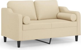 vidaXL Canapea cu 2 locuri cu pernuțe, crem, 120 cm, textil