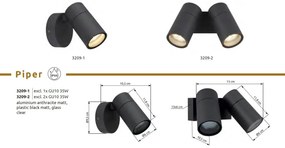 Aplica cu 2 Spoturi iluminat exterior protectie IP44 PIPER