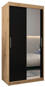 Dulap de haine 100 cm Toki 2 (stejar artisan + negru mat). 1064966