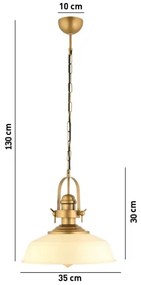 Lustră pe cablu MONZA 1x E27/40W/230V Ø 35 cm crem/bronz