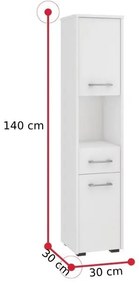 Supermobel Dulap de baie FIN 2D1SZ1WN, 30x140x30, alb
