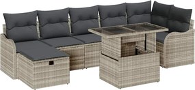 vidaXL Set de canapele pentru grădină 8 pcs Gri deschis Rattan poli