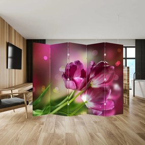 Paravan - Lalele roz (210x170 cm)