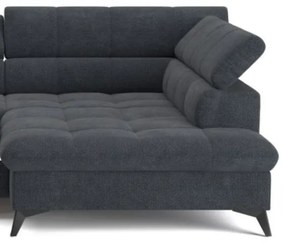 Canapea colțar extensibilă în L MARANO, dreapta, neagră