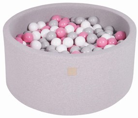 Meowbaby – Piscina rotunda 90×40 cm cu 300 mingi pentru copii – Light Grey