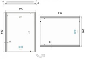Oglindă LED retroiluminată pentru baie NIMCO ZP 11002VX 3000-6500K 80x60 cm IP44