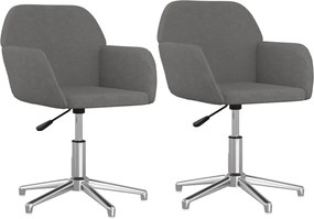 vidaXL Scaune de bucătărie pivotante, 2 buc., gri deschis, textil