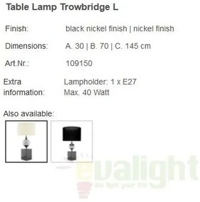 Veioza, lampa de masa LUX, finisaj nickel, H-145cm, Trowbridge L 109150 HZ