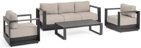 Set mobilier de gradina, 4 piese, metal / textil, antracit / bej, Moses Bizzotto