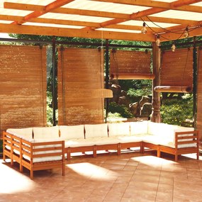 Set mobilier gradina cu perne, 10 piese, maro miere, lemn pin