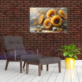 Tablou - Pictură cu floarea-soarelui (90x60 cm)