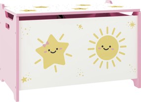 AIYAPLAY Cutie pentru Jucării cu Capac, Balama de Siguranță și Mânere Groove, Organizator pentru Depozitarea Jucăriilor pentru Copii, Camera de Zi, Sala de Joacă, Roz | Aosom Romania