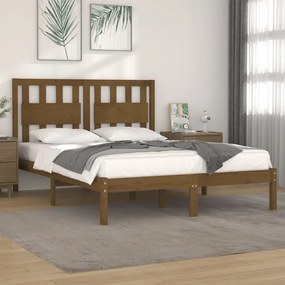 Cadru pat Small Double 4FT maro miere 120x190 cm lemn masiv pin maro miere, 120 x 190 cm