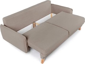 Canapea taupe extensibilă/cu spațiu de depozitare cu tapițerie din catifea reiată 218 cm Tori – Bonami Selection