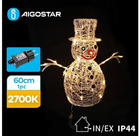 Decorațiune LED de Crăciun de exterior LED/3,6W/31/230V 2700K 60 cm IP44 om de zăpadă Aigostar
