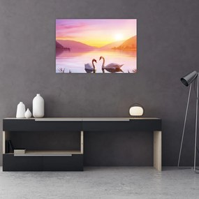 Tablou - Lebăde îndrăgostite (90x60 cm)