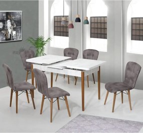 Set masa extensibila cu 6 scaune tapitate Homs cristal 170 x 80 cm