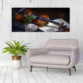 Tablou - Trandafiri și vioară (120x50 cm)