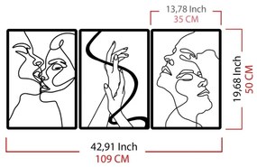 SET 3x decorațiune de perete 109x50 cm metal dragoste