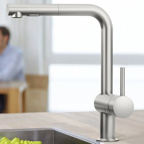 Baterie bucatarie cu dus extractabil Grohe Minta 2 tipuri de jet crom periat Supersteel