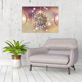 Tablou pe sticlă - Mandala cu elemente (70x50 cm)