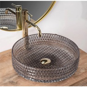 Rea Cristal lavoar 39x39 cm rotund de blat gri piatra REA-U8880