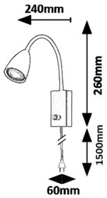 Rabalux 6719 - Aplica de perete MIKA 1xGU10/25W/230V