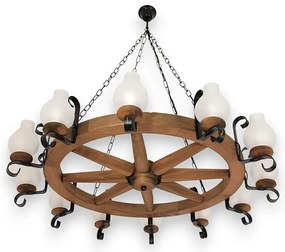 Candelabru rustic fabricat manual din lemn Roata 12L