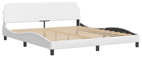 373239 vidaXL Cadru de pat cu tăblie, alb, 180x200 cm, piele ecologică