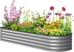 Outsunny Pat înalt pentru plante, pat modular înălțat, muchii protejate, design fără fund,  195 x 62 x 30 cm, Argintiu | Aosom Romania