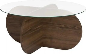 Masuta cafea AERIS, nuc, PAL/sticla, 75x75x35 cm