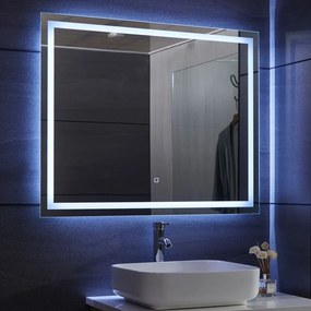 Aquamarin Oglindă de baie cu iluminare LED, 100 x 80 cm