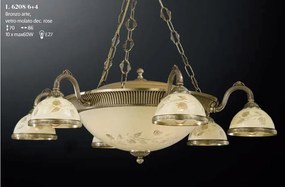 Candelabru cu 6 brate din alama cu sticla decorata design italian 6208