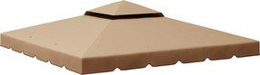 Outsunny Acoperiș de Schimb pentru Pavilion 3x3 m cu 2 Niveluri, Copertină Rezistentă la Apă din Poliester 170g/㎡ cu 8 Orificii de Drenaj, Bej | Aosom Romania