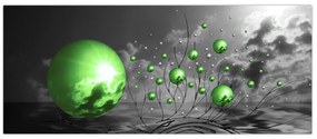 Tabloul bilelor verzi abstracte (120x50 cm)