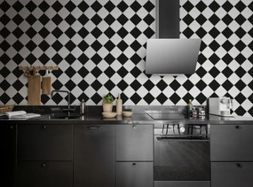 Tapet Checkered Tiles, Black &amp; White, Rebel Walls, 5 mp / rola