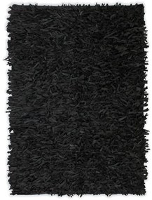 Covor fire lungi, piele naturală, 120x170 cm, negru