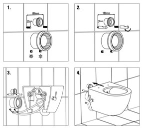 Vas wc suspendat cu functie bideu, dreptunghiular, rimless cu capac soft close si baterie crom Foglia Safari Baterie crom