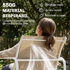 Outsunny Set Mobilier Grădină 4 Piese cu Canapea, Fotolii, Măsuță, Bej și Alb | Aosom Romania