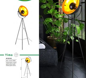 Lampadar de podea din metal negru cu auriu stil retro TIMO