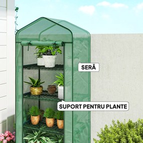 Outsunny Seră Portabilă, Seră pentru Flori și Plante pentru Exterior cu 4 Rafturi, Prelată PE, Verde | Aosom Romania