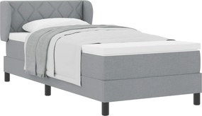 vidaXL Pat cu arcuri cu saltea Gri deschis 90 x 190 cm țesătură