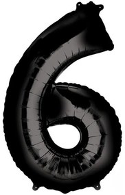 Numere Balon folie număr gigant negru 6, 86*55 cm