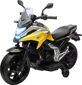AIYAPLAY Motocicletă electrică pentru copii, Honda, 3 km/h, Muzică &amp; Lumină, 3-6 ani, până la 30 kg, Galben | Aosom Romania