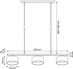 Brilagi - Lustră suspendată pe cablu AURA LUX 3xGX53/30W/230V negru/auriu