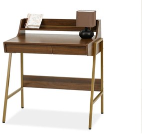 Masă PC Borge (nuc + auriu). Promo -18%. 1109739